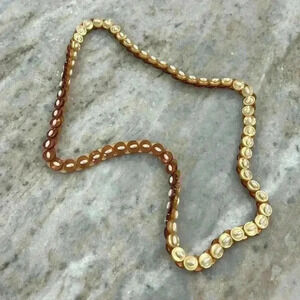 Vintage button & Pearl necklace. Cream, Brown, & White